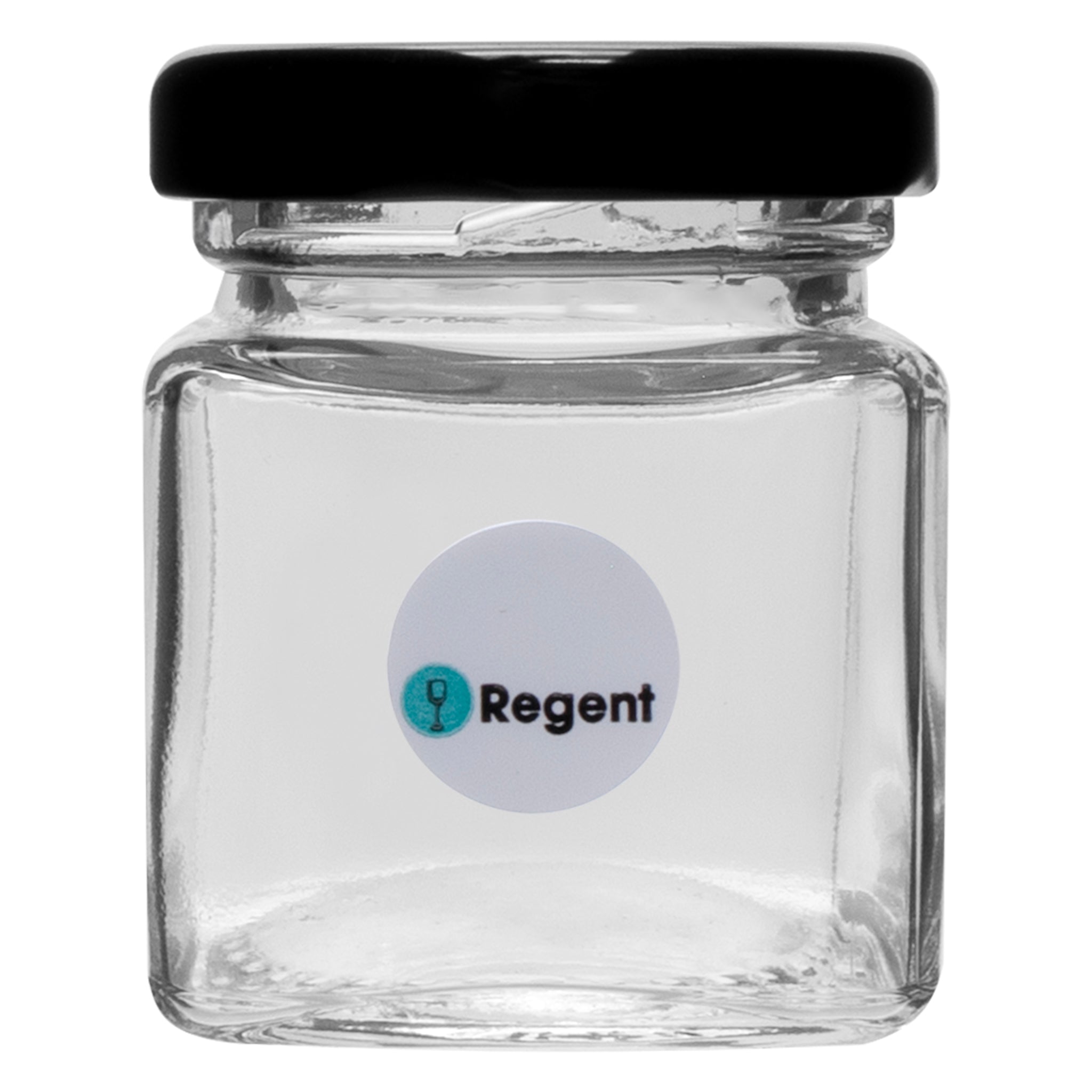 REGENT GLASS SQUARE JARS WITH BLACK LIDS 12PK, 50ML