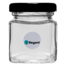 REGENT GLASS SQUARE JAR WITH BLACK LID 12 PACK, 50ML (55X45X45MM)