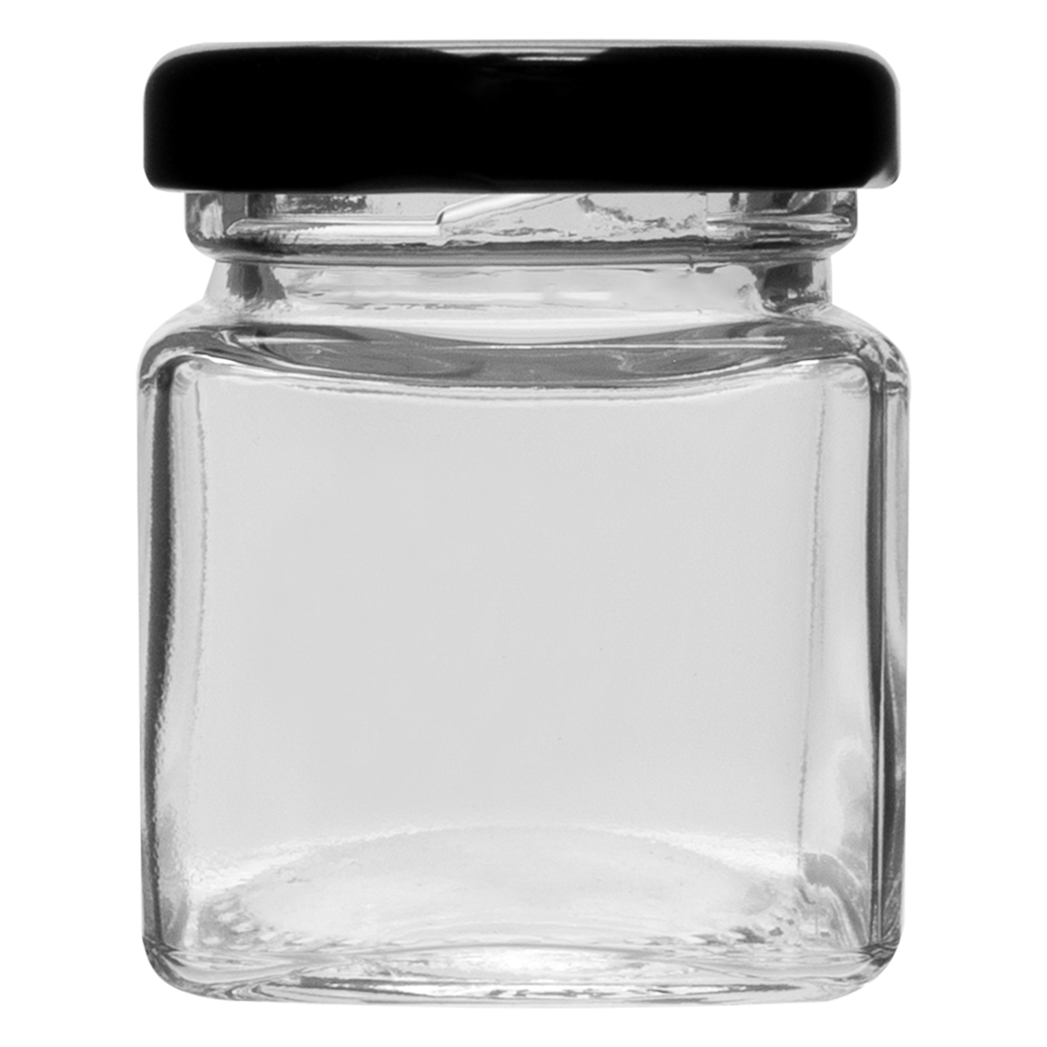 REGENT GLASS SQUARE JARS WITH BLACK LIDS 12PK, 50ML