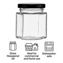 REGENT GLASS HEXAGONAL JAR WITH BLACK LID 12PK, 85ML