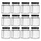 REGENT GLASS HEXAGONAL JAR WITH BLACK LID 12 PACK, 85ML (50MM DIAX75MM)