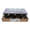 REGENT GLASS HEXAGONAL JAR WITH BLACK LID 12 PACK, 85ML (50MM DIAX75MM)