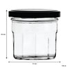 REGENT GLASS FACETED JARS WITH BLACK LIDS 12PK, 150ML