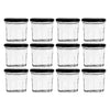 REGENT GLASS FACETED JARS WITH BLACK LIDS 12PK, 150ML