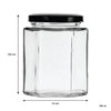 REGENT GLASS HEXAGONAL JAR WITH BLACK LID 6PK, 280ML
