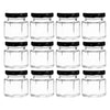 REGENT GLASS HEXAGONAL JARS WITH BLACK LIDS 12PK, 45ML