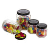 REGENT GLASS HEXAGONAL JAR WITH BLACK LID 6 PACK, 200ML (85X65X65MM)