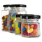 REGENT GLASS HEXAGONAL JAR WITH BLACK LID 6 PACK, 200ML (85X65X65MM)
