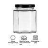 REGENT GLASS HEXAGONAL JARS WITH BLACK LIDS 6PK, 200ML
