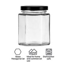 REGENT GLASS HEXAGONAL JAR WITH BLACK LID 6PK, 200ML