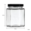 REGENT GLASS HEXAGONAL JARS WITH BLACK LIDS 6PK, 200ML
