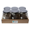 REGENT GLASS HEXAGONAL JAR WITH BLACK LID 6 PACK, 200ML (85X65X65MM)