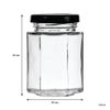 REGENT GLASS HEXAGONAL JARS WITH BLACK LIDS 12PK, 130ML
