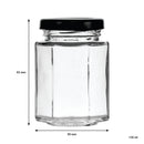 REGENT GLASS HEXAGONAL JAR WITH BLACK LID 12 PACK, 130ML