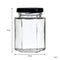REGENT GLASS HEXAGONAL JAR WITH BLACK LID 12 PACK, 130ML