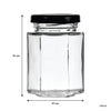 REGENT GLASS HEXAGONAL JAR WITH BLACK LID 12 PACK, 130ML