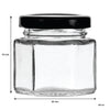 REGENT GLASS HEXAGONAL JARS WITH BLACK LIDS 12PK, 60ML