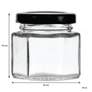 REGENT GLASS HEXAGONAL JAR WITH BLACK LID 12 PACK, 60ML