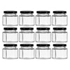 REGENT GLASS HEXAGONAL JAR WITH BLACK LID 12 PACK, 60ML