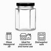 REGENT GLASS HEXAGONAL JARS WITH BLACK LIDS 6PK, 730ML
