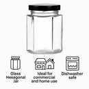 REGENT GLASS HEXAGONAL JAR WITH BLACK LID 6PK, 730ML
