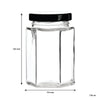 REGENT GLASS HEXAGONAL JARS WITH BLACK LIDS 6PK, 730ML