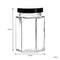 REGENT GLASS HEXAGONAL JAR WITH BLACK LID 6 PACK, 730ML