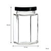 REGENT GLASS HEXAGONAL JAR WITH BLACK LID 6 PACK, 730ML