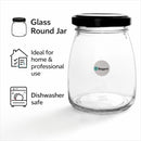 REGENT GLASS ROUND JAR WITH BLACK LID,12PK, 210ML