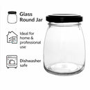 REGENT GLASS ROUND JAR WITH BLACK LID,12PK, 210ML