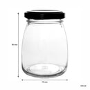 REGENT GLASS ROUND JAR WITH BLACK LID,12 PACK, 210ML