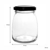 REGENT GLASS ROUND JAR WITH BLACK LID,12 PACK, 210ML