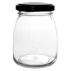 REGENT GLASS ROUND JAR WITH BLACK LID,12 PACK, 210ML