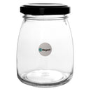 REGENT GLASS ROUND JAR WITH BLACK LID,12 PACK, 210ML
