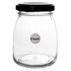 REGENT GLASS ROUND JAR WITH BLACK LID,12 PACK, 210ML