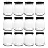 REGENT GLASS ROUND JARS WITH BLACK LIDS,12PK, 210ML