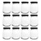 REGENT GLASS ROUND JAR WITH BLACK LID,12 PACK, 210ML