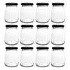 REGENT GLASS ROUND JAR WITH BLACK LID,12 PACK, 210ML