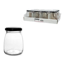 REGENT GLASS ROUND JAR WITH BLACK LID,12PK, 210ML