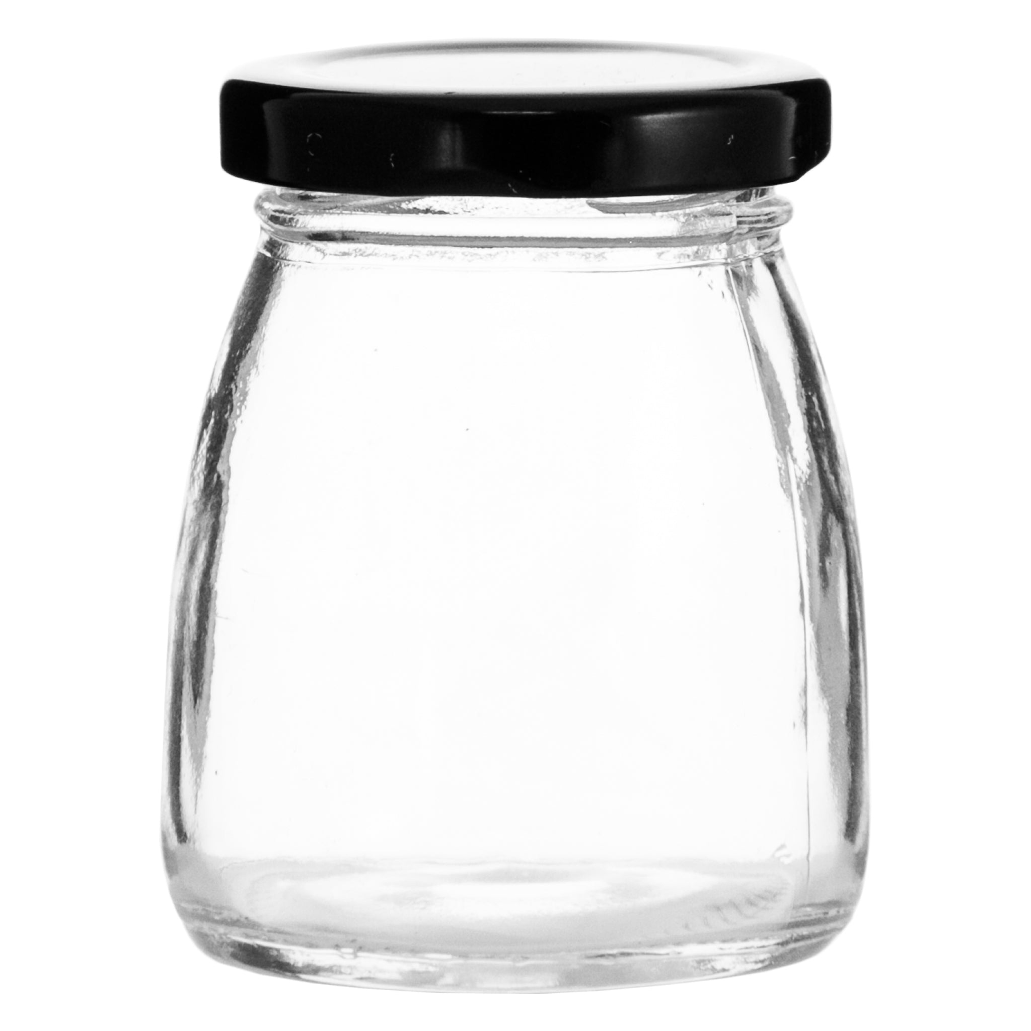 REGENT GLASS ROUND JARS WITH BLACK LIDS 12PK, 100ML