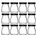 REGENT GLASS ROUND JAR WITH BLACK LID 12 PACK, 50ML