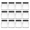 REGENT GLASS ROUND JARS WITH BLACK LIDS 12PK, 180ML