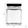 REGENT GLASS SQUARE JARS WITH BLACK LIDS 12PK, 150ML