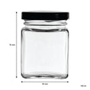 REGENT GLASS SQUARE JAR WITH BLACK LID 12 PACK, 150ML