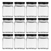 REGENT GLASS SQUARE JARS WITH BLACK LIDS 12PK, 150ML