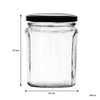 REGENT GLASS FACETED JARS WITH BLACK LIDS 6PK, 380ML