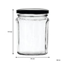 REGENT GLASS FACETED JAR WITH BLACK LID 6 PACK, 380ML