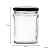 REGENT GLASS FACETED JAR WITH BLACK LID 6 PACK, 380ML