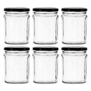 REGENT GLASS FACETED JAR WITH BLACK LID 6 PACK, 380ML