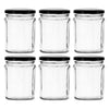 REGENT GLASS FACETED JAR WITH BLACK LID 6 PACK, 380ML